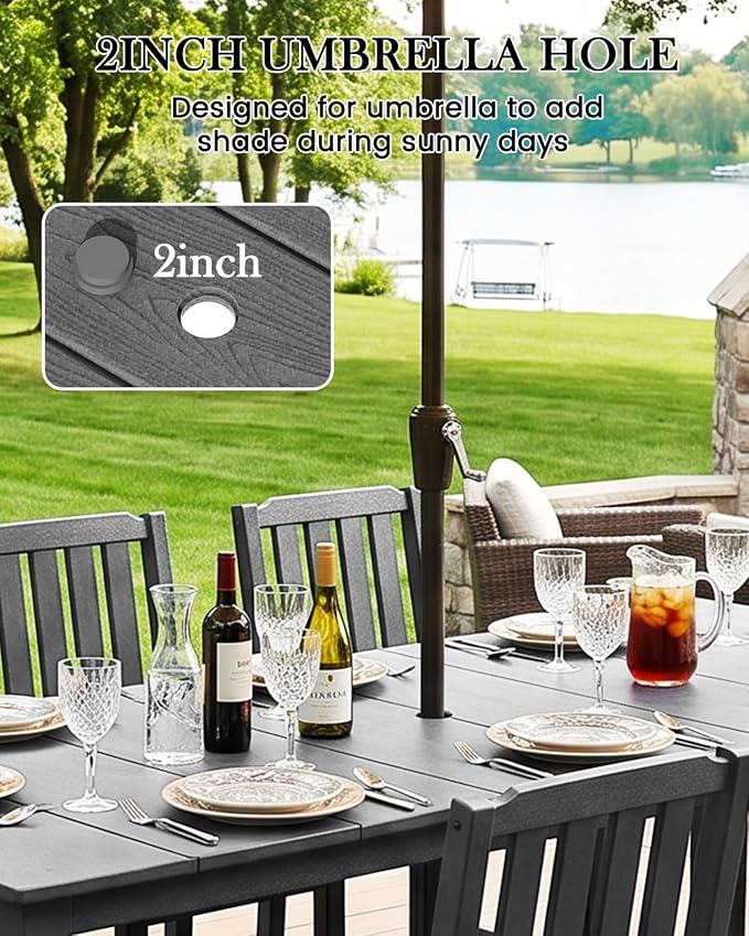 LOUNZY 5 Piece Patio Table and Chairs Set, Weather Resistant HDPE, Gray | 4 seat HDPE patio dining set,fade resistant and waterproof, easy clean, ideal for small outdoor spaces