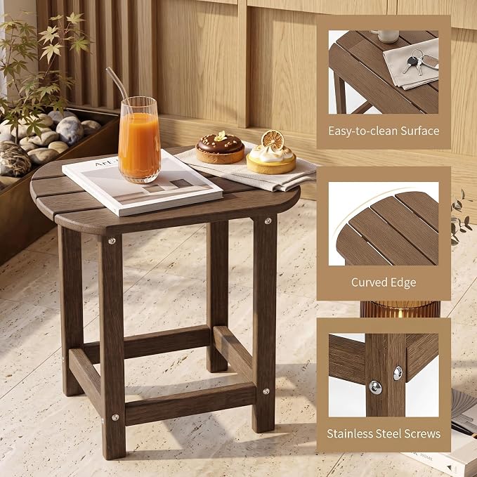 Giantex 18” Side Table Outdoor Small Patio Table Adirondack Table | Weather Resistant End Tables, Outside Square Tea Table for Patio, Backyard, Poolside, Garden, Balcony, Coffee