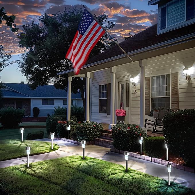GIGALUMI Outdoor Waterproof Solar Garden Lights, 20 Pack Cold White | Stainless Steel LED, Cold White Brightness, Ideal for Patio Lawn Yard Landscape, Garden & Patio Decor
