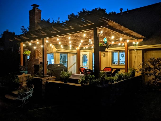 Brightech Ambience Pro LED String Lights, Commercial Grade 48 ft | Plug-in Outdoor String Lights, Waterproof Patio Lights, 15 Shatterproof LED Edison Bulbs for Backyard, 2W Soft White