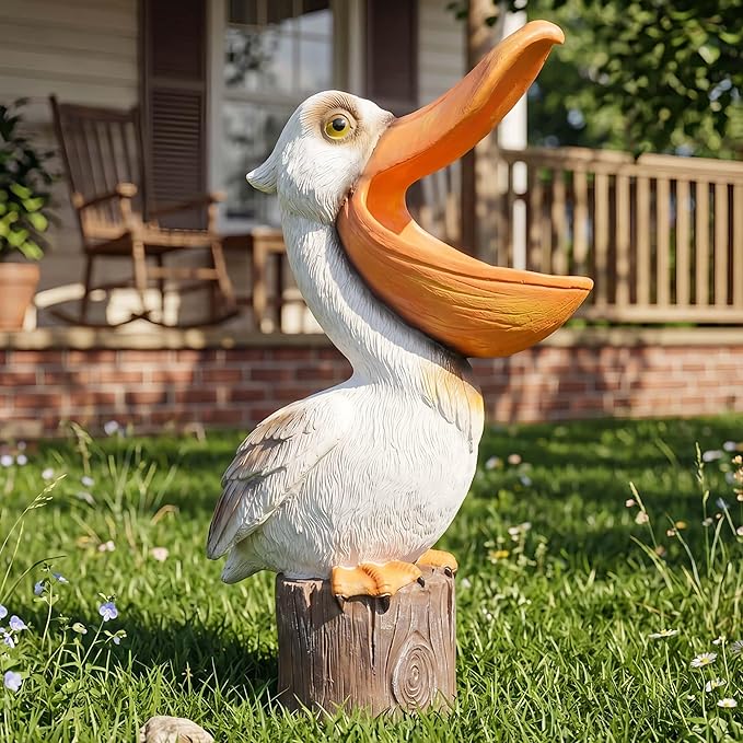 14" Toucan & Pelican Statues - Outdoor Large Bird Decor, Colorful Outdoor Bird Decor Sculpture - Bird Outdoor Animal Ornament, Tropical Tiki Bar Decor, Perfect for Garden, Patio, Yard