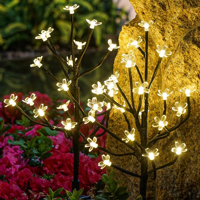 6 Pack Solar Lights Outdoor Waterproof, Garden Lights Solar Flowers | 2 Modes 120LED, Fairy Garden Decor for Outside, Yard, Patio, Pathway, Lawn Decorations, Gardening Gifts for Women Mom