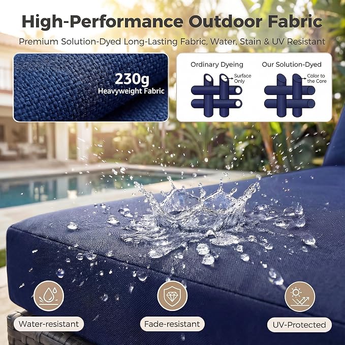 NICESOUL 11 Piece High-End Outdoor Furniture Set, 29.3'' High Back Big Size Wicker Patio Sectional, Wide Deep Comfy Conversation Sofas for Garden Deck Backyard Porch, 2 Color Cushion Navy & Grey
