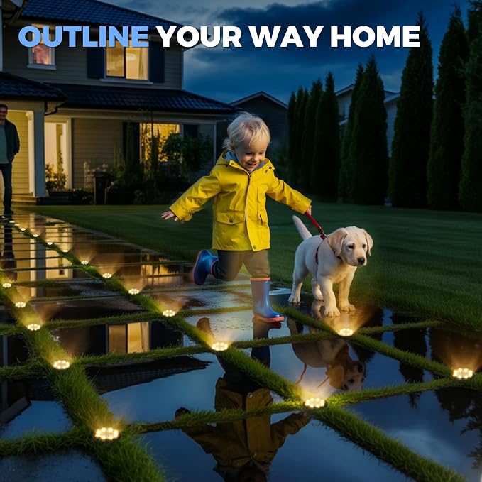 SOLPEX 20 Pack Small Solar Ground Lights, Driveway Lights Warm White | Solar Powered Pathway Lights Waterproof, Landscape Lighting for Walkway, Garden, Backyard, Patio- Black Lampshade