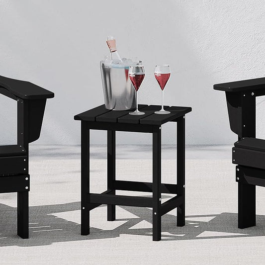 WestinTrends Malibu Square Outdoor Side Table for Adirondack Chair, Black