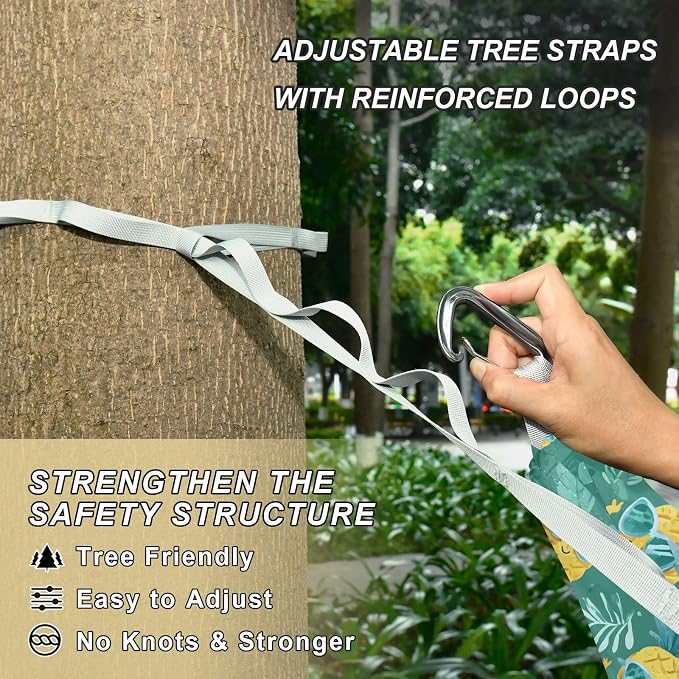 Camping Hammock Outdoor Hammocks for Outside Pineapple Surfing Cute Beach Trees Portable Lightweight with Pockets Tree Straps Indoor