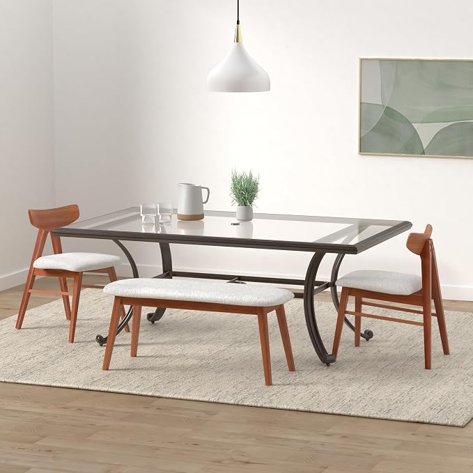 Darlee 42" x 72" Patio Dining Table with Glass Top in Antique Bronze