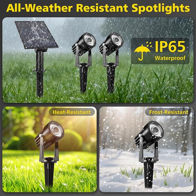 T-SUN Blue Solar Spotlights Outdoor, 2-in-1 Waterproof Solar Landscape Spotlights, 2 Lighting Modes Adjustable Solar Lights for Trees, Yard, Garden, Pathway, Patio, Pool Area(Blue)