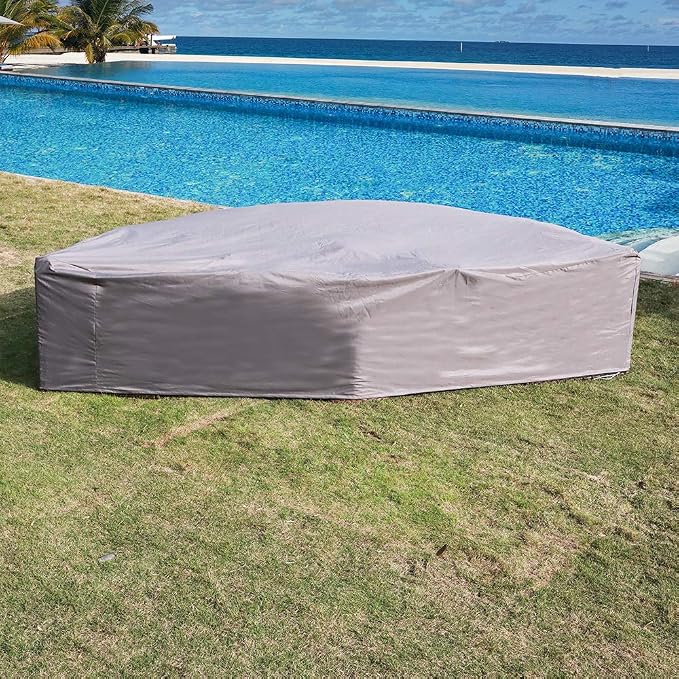 SUNSITT 7 Pieces Patio Furniture Set Outdoor Half-Moon Sectional Set with Waterproof Sofa Cover, Brown PE Wicker & Beige Cushion