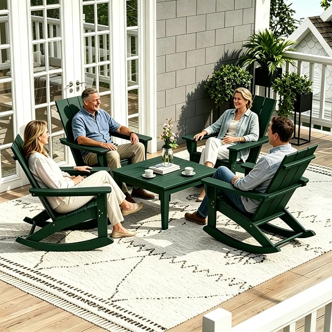 WestinTrends Ashore Outdoor Coffee Table, 32 Inch All Weather Poly Lumber Adirondack Patio Coffee Table Square Low Table, Dark Green