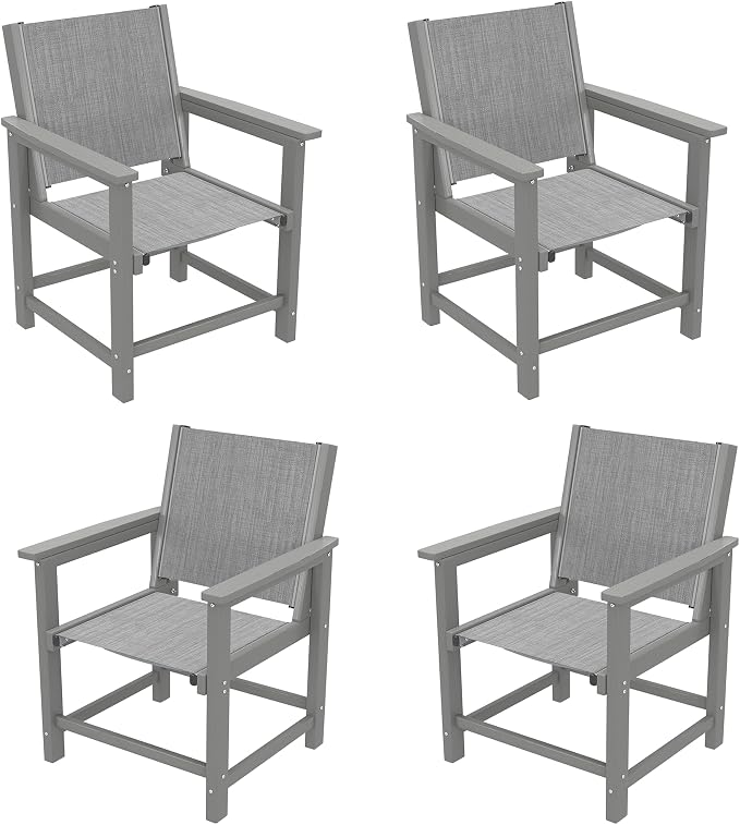 Amopatio HDPE Outdoor Dining Chairs Set of 4