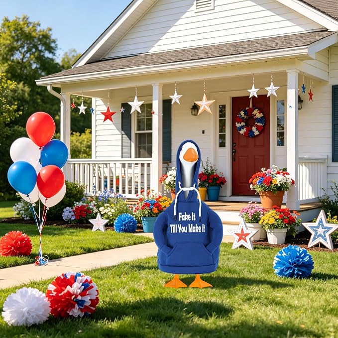 Porch Goose Hoodie Outfits for 23 Inch Porch Goose & Duck Statues, Classic Hoodie Goose Clothes for Concrete Geese, Funny and Inspirational Goose for Front Porch Garden Yard Decor