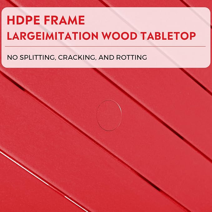 Costaelm Patio Conversation Table, Tatio Accent HDPE Outdoor Weather Resistant, Square Outdoor Porch Balcony Patio Drink Table for Outside, Pool, Backyard, Red
