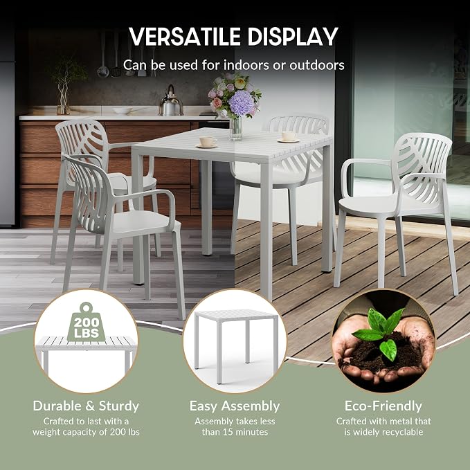 WestinTrends Playa 31.5" Iron Metal Frame Outdoor Square Patio Dining Table, Gray