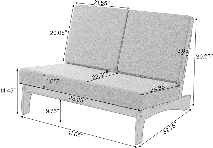 Pia Ricoo 1-Piece Patio Furniture Set, Outdoor Loveseat with 4.5-Inch Thick Cushions, All-Weather Outdoor Sofa for Backyard, Deck, Lawn - Drak/Dark (Split Back)