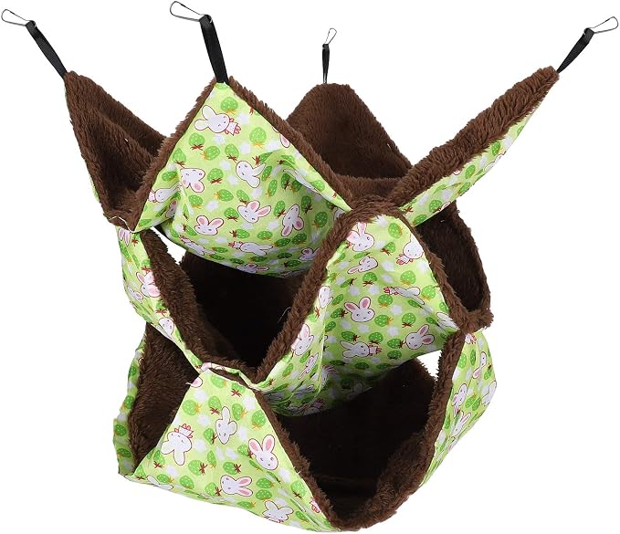 Guinea Pig Cage Hammock, Cute Rat Hamster Hanging Hammock Bed, Small Animals House Cage Accessories Toy for Hamster (Green)