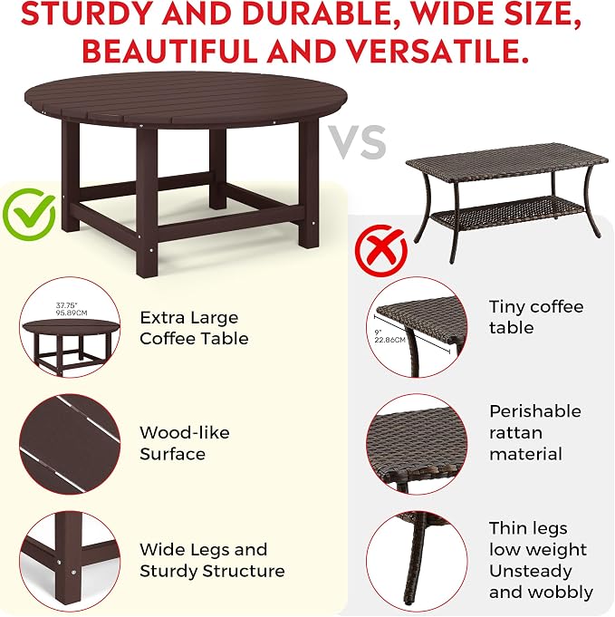 Costaelm Kids Dinner Table, Toddler Play Desk Student Desk Outdoor Childrens Picnic Tables for Children Arts & Crafts, Snack Time, Multi-Activity Table for Ages 2-8 in Home/Outside, Dark Brown