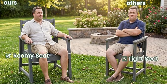 LOUNZY 9 Piece Outdoor Dining Table Set for 8, Patio Chairs, Gray | 75.2” table,8 seat patio dining set, durable HDPE wood-look, table hole stable and spacious design for family gatherings