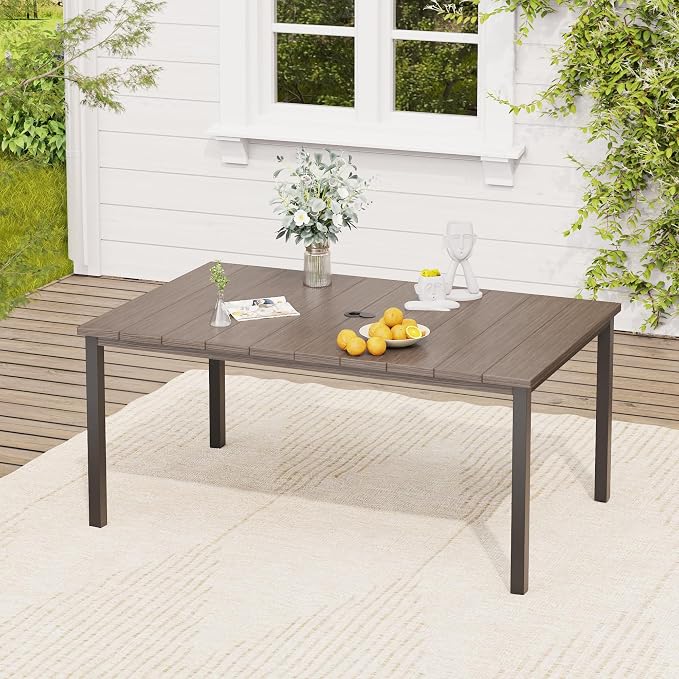 VICLLAX 7 Pieces Patio Dining Set, Patio Furniture Set of 6 Patio Swivel Dining Chairs and Rectangular Patio Table, Grey Chairs & Antique Grey Tabletop