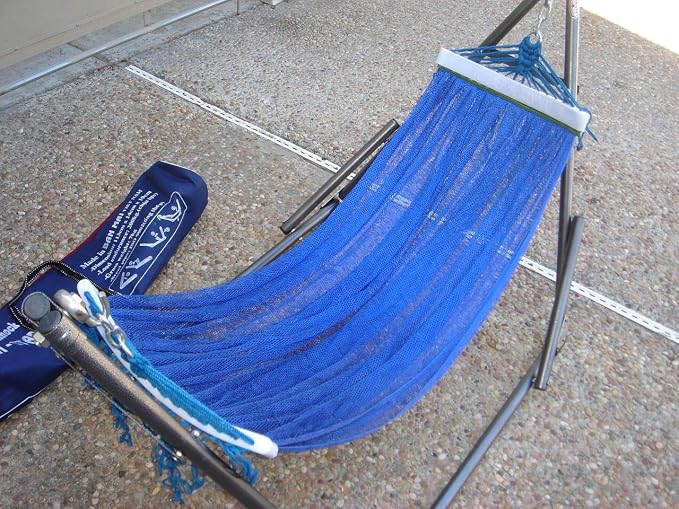 Indoor/Outdoor Small Hammock Swing Bed with Adjustable Medium Duty Metal Frame 48", and a Free Hand Carry Bag