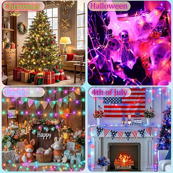 500 LED Color Changing Christmas String Lights with Remote, 164 ft | Green Wire 35 Colors Halloween Lights Plug in with Timer, Connectable RGB String Lights Indoor Bedroom Party Christmas Decor