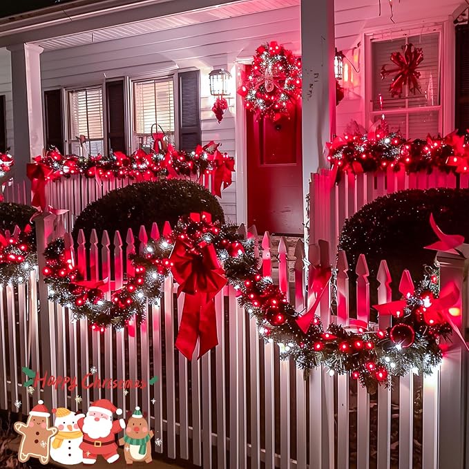 JMEXSUSS163ft 500 LED Red and White Christmas Lights Plug in with 8 Modes | String Lights with Remote Control, Clear Wire Christmas String Lights Outdoor Waterproof for Outside Tree Yard Wedding