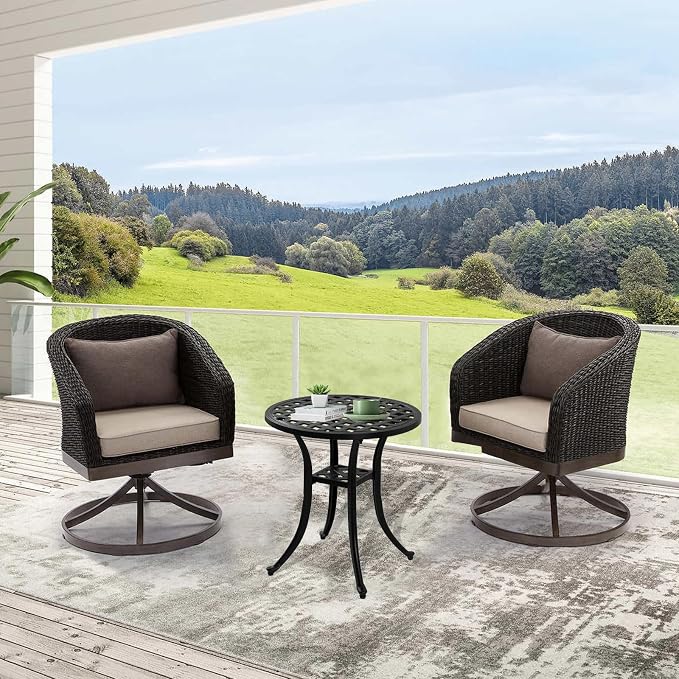 Outdoor 19" Pack of 2 Cast Aluminum Round Side Table End Table for Patio, Backyard, Pool, Indoor Companion, Easy Maintenance and Weather Resistant, Black