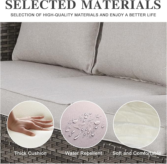Belord 7 Piece Outdoor Furniture Patio Wicker Sofa Set Beige