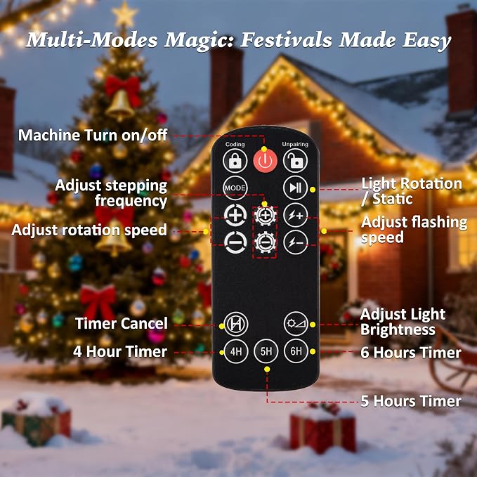 AIRIVO Outdoor Laser Lights Projector, White Laser Fairy Lights Projector, Christmas Snowflake Projector 3 Lighting Modes with Remote Control,Holiday Halloween Decor for Home,Garden, Trees,White Laser