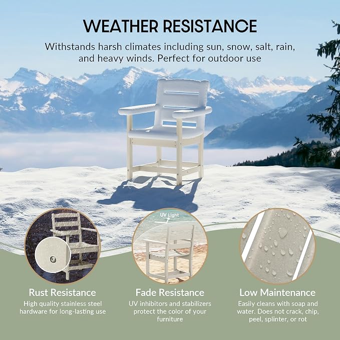 WestinTrends Ashore Outdoor HDPE Patio Classic Dining Arm Chair, Sand