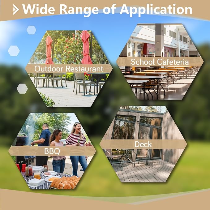 72'' Rectangular Metal Picnic Table with 1.73" Umbrella Hole, Commercial Grade Steel Mesh Table Set, Weather Resistant Sturdy, Round Corner Design for Patio, Garden, Courtyard & BBQ, Orange