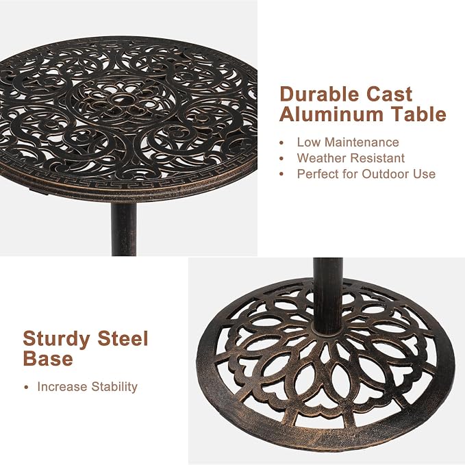 Vasitelan 40-Inch Cast Iron Patio Bar Table,Outdoor Bar Table,Round Pub Table
