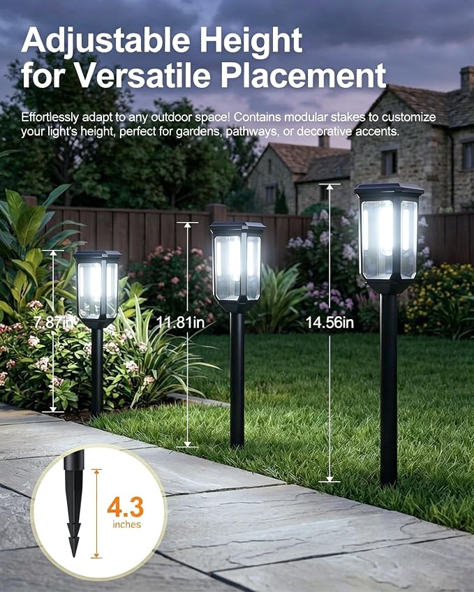 Tenmiro Solar Pathway Lights Outdoor 4 Pack, Bright Solar Garden Lights | IP65 Waterproof Shatterproof, Auto On/Off Landscape Lighting for Yard Lawn Patio Walkway Driveway Decor 6500K