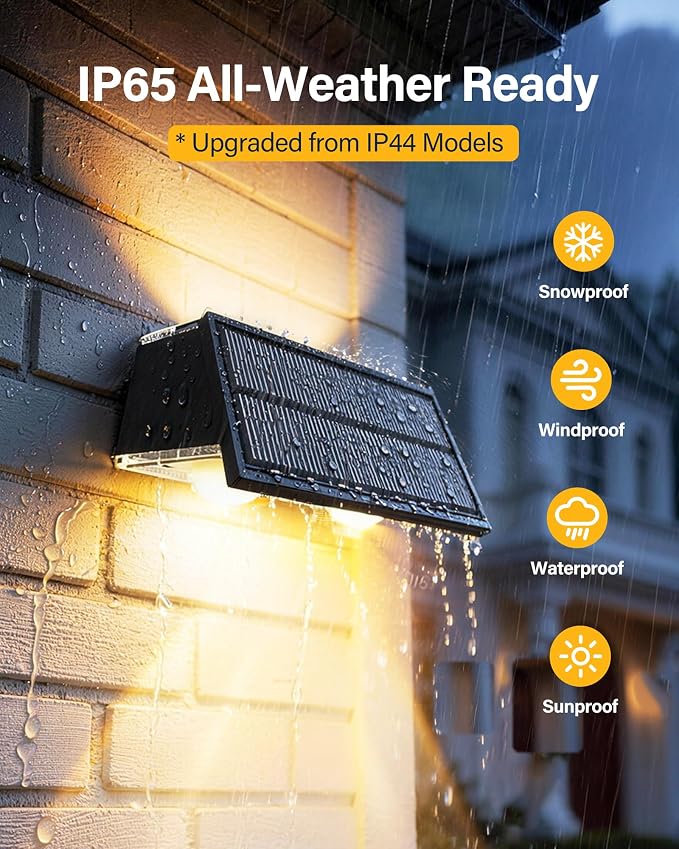 Solar Fence Lights Outdoor, 10 Pack Fence Solar Lights Waterproof | IP65 Fence Lights Solar Powered Up & Down LED Focus, 9 Color Modes, 12H Dusk to Dawn Glow for Pool/Patio/Backyard - Black