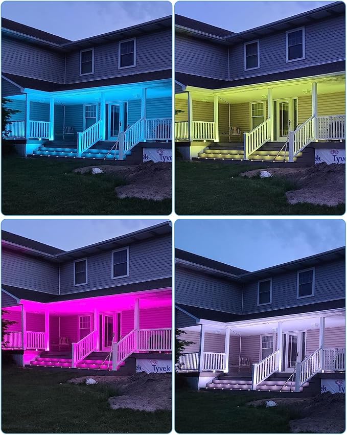 HIBOITEC RGB Deck Lights Kit with Low Voltage Transformer Timer and Photocell Sensor Outdoor IP67 Waterproof for Garden Yard Stair Patio 10 Packs