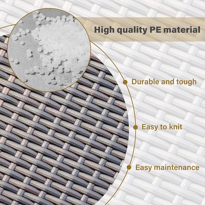 Wicker Repair Material， Flat Synthetic Rattan Weaving Material Plastic Rattan for Knit and Repair Chair Table,Storage Basket,Ect (Coffee Gradient A)
