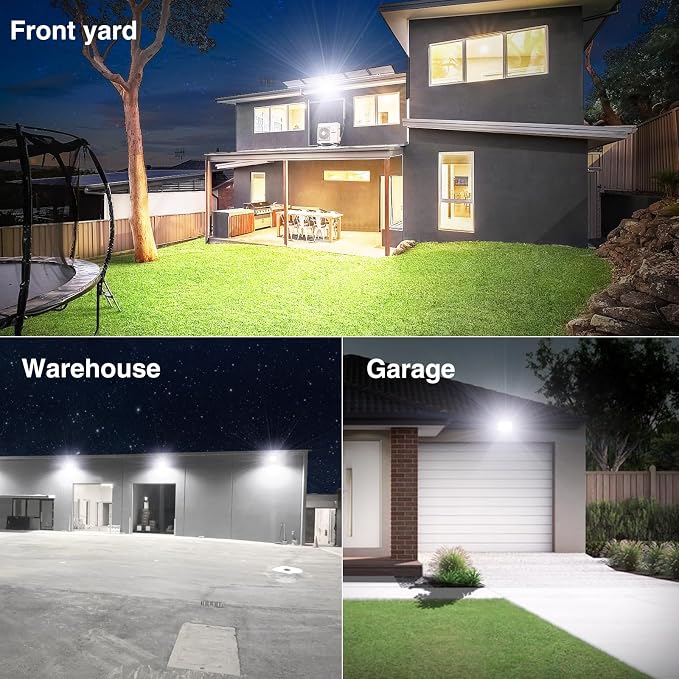 Onforu 80W Flood Lights Outdoor,8000lm Bright LED Work Light with Plug,Daylight White LED Flood Lighting, IP66 Waterproof Security Yard Lights for Garage Stadium 2 Pack