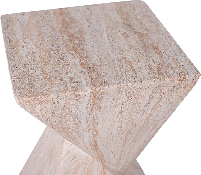 Christopher Knight Home 18.5 Inch Modern Outdoor Faux Concrete Side Table, Patio End Table with Sculptural Fluted Geometric Design, Accent Table for Garden Balcony Poolside