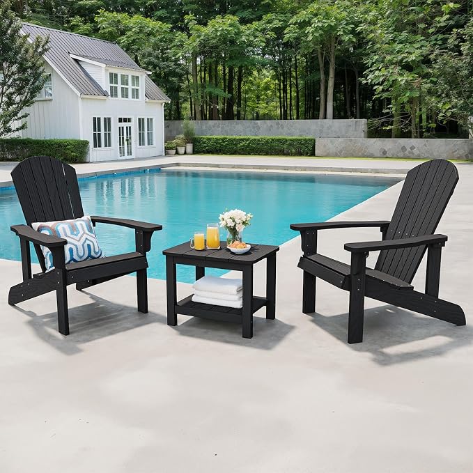 18" Outdoor Side Table, 2-Tier Patio Side Table, Weather Resistant, Easy Assembled, HIPS Adirondack Side Table for Backyard, Pool, Indoor