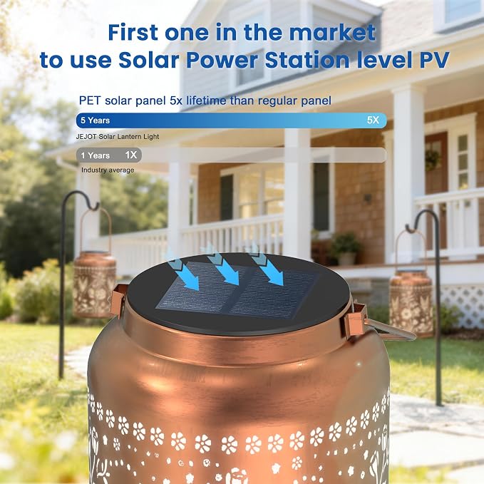 JEJOT Butterfly Solar Lanterns Outdoor Waterproof,Birthday Gift for Women | Gifts for Mom Grandma, Metal Hanging Solar Light for Yard Garden Porch Landscape Deconration-2Pack