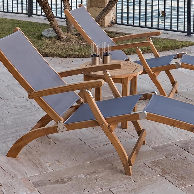 Royal Teak Collection Miami Round Side Table, 20-Inch Wooden Outdoor End Table, Side Piece for Patio Setting, Solid Teak Wood Outdoor Furniture, MIASTR