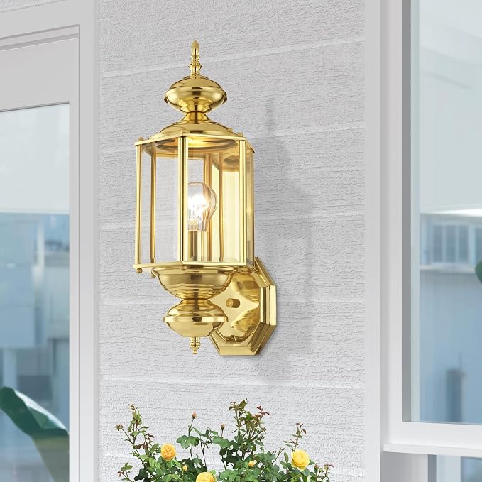 Livex Lighting 2006-02 1-Light Outdoor Wall Lantern, Polished Brass