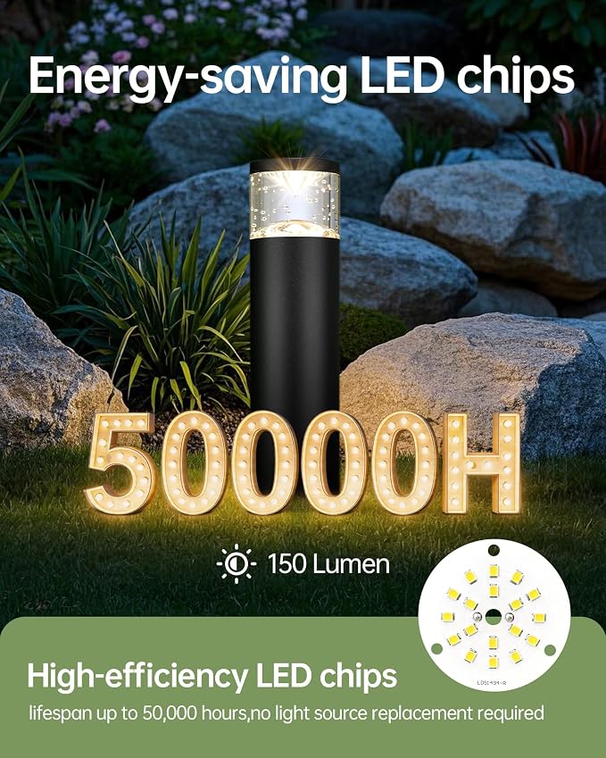 LITFIT 6Pack Low Voltage Bollard Landscape Lights, 12V Aluminum Path Light | 5W 3000K Warm White Electric Outdoor Garden Light with Connectors, 50000H Waterproof Wired LED Lawn Walkway Light, ETL Listed