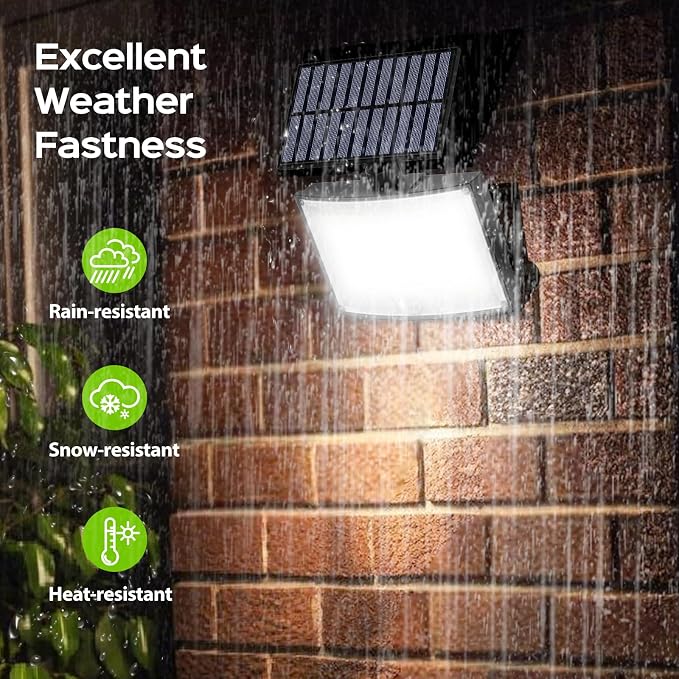 Adiding Solar Outdoor Lights 2Pack, 202 LED Flood Lights with 16.4 ft Cable | Remote Control Solar Motion Sensor Outdoor Lights, 3 Modes Solar Powered Security Lights for Outside Patio Yard Garage Garden