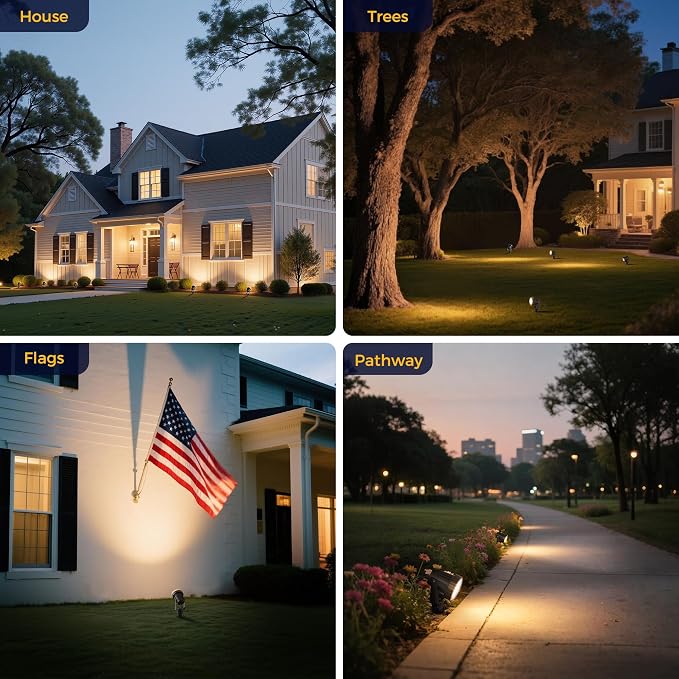 L LOHAS LED 5W Dusk to Dawn Outdoor Spotlight 3000K Landscape Light 8 Pack | Dusk to Dawn Outdoor Spotlights with Warm White Light, Landscape Lighting for Yard, Garden, House and Pathway Areas