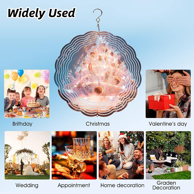 CHONOVO 10 Pack 8 Inch Sublimation Wind Spinner Blank | Double-Sided Sublimation, 3D Aluminum Metal, Easy Heat Transfer, Includes Hooks for Hanging Yard, Garden & Porch Decoration