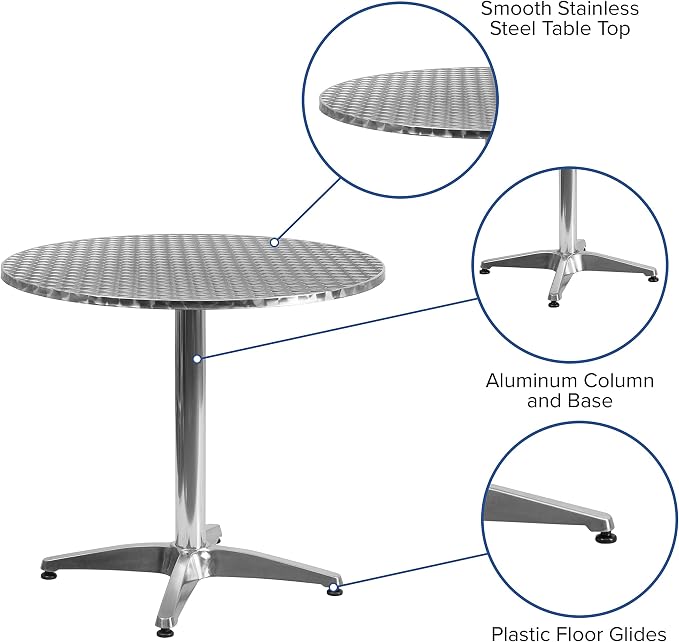 EMMA + OLIVER 31.5" Round Aluminum Indoor-Outdoor Table