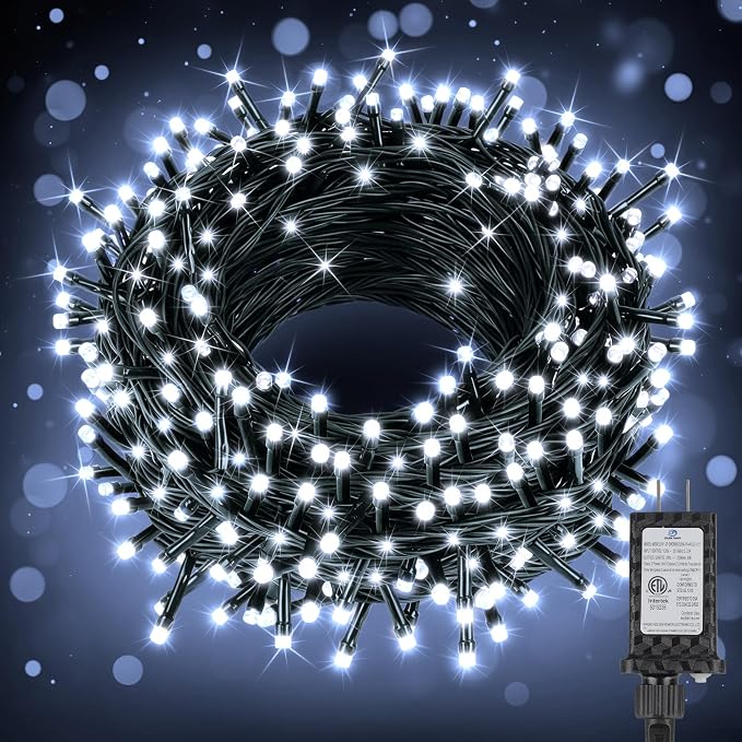 Extra Long 264Ft 800 LED Christmas Lights with Timer, Green Wire Fairy Starry String Lights Plug in, 8 Modes and Memory, forIndoor Outdoor Xmas Tree Wedding Party Decoration,Cool White