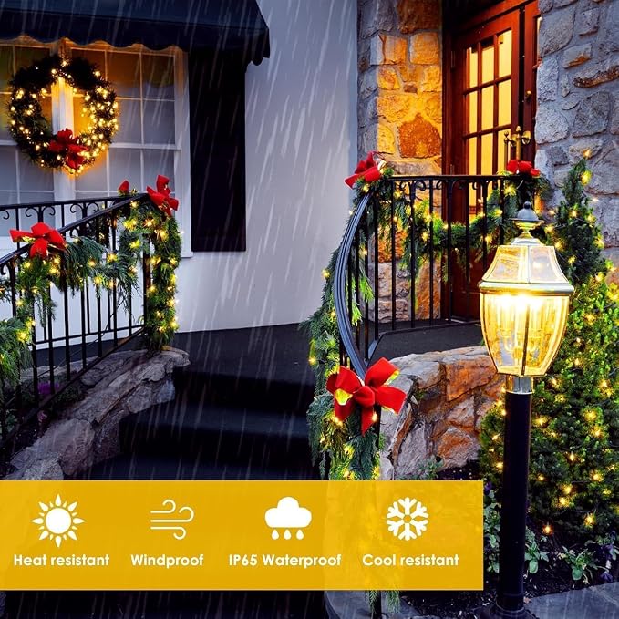 Solar Fairy Lights, 4 Pack Total 800LED 288FT Waterproof String Lights | Warm White, Copper Wire, 8 Lighting Modes Solar Twinkle Lights for Tree Garden Patio Party Outdoor Christmas Decorations
