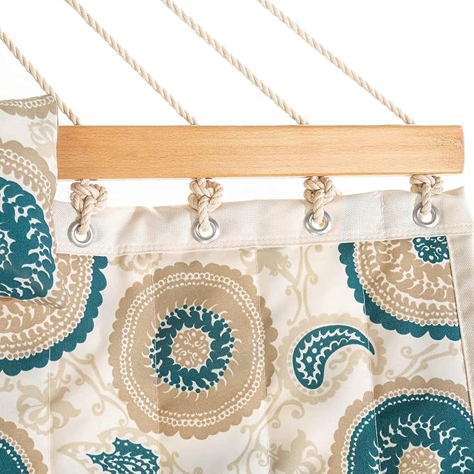Castaway Living Large 2-Person Quilted Hammock with Stand & Pillow – Medallion, 10 ft. L x 52 in. W, 350 lb Capacity, Weather-Resistant Polyester, Portable Space-Saving Frame
